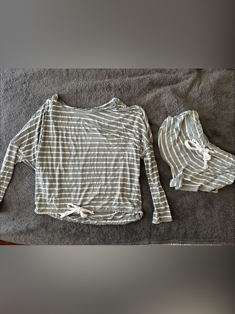 Eberjey Sage Green and White Striped Top